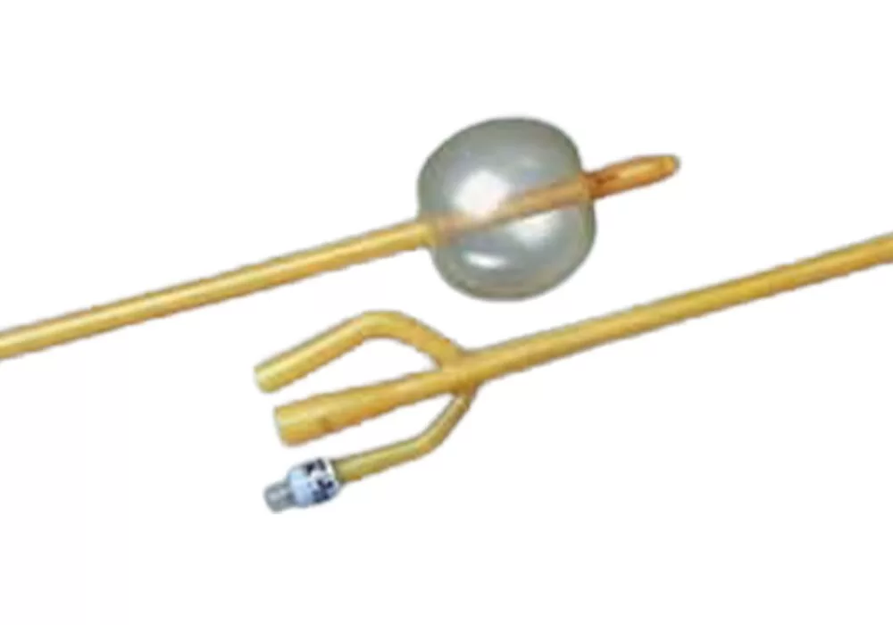 Bard Lubricath, 3-Way, Specialty, Latex, Short Round Tip, Two Opposing Drainage Eyes, 16Fr