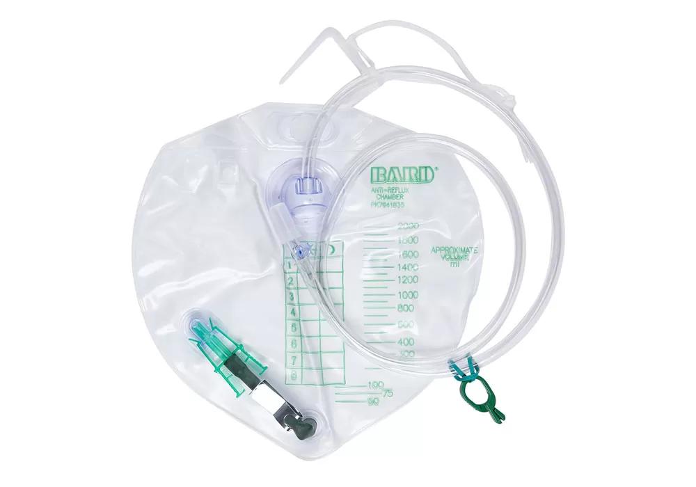 Bard Latex-Free Urinary Drainage Bag With Anti-Reflux Chamber And Bard Ez-Lok Sampling Port, 2000mL (Approx. Vol.), Bard Ez-Lok Sampling Port Control-Fit Outlet Device