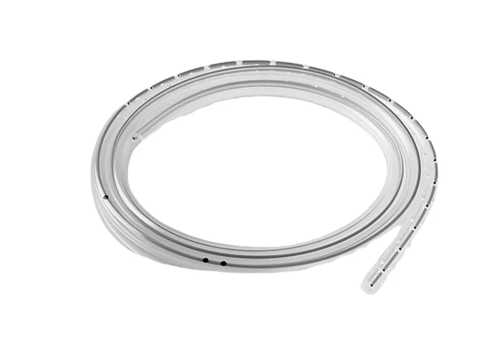 Bard Davol Silicone Round Drain, Large 1/4" (19Fr, 6.3mm) O.D., 49" (124.4cm) Long, 10" (25.4cm) Hole Pattern, X-Ray Opaque Stripe, Attached Trocar