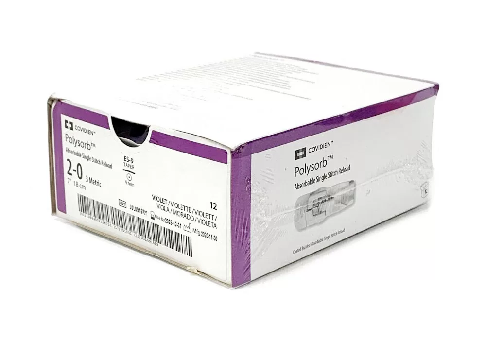 Covidien 2-0 48" Polysorb Absorbable Single Stitch Suture Reload Es-9 9 mm Taper () (Purple)
