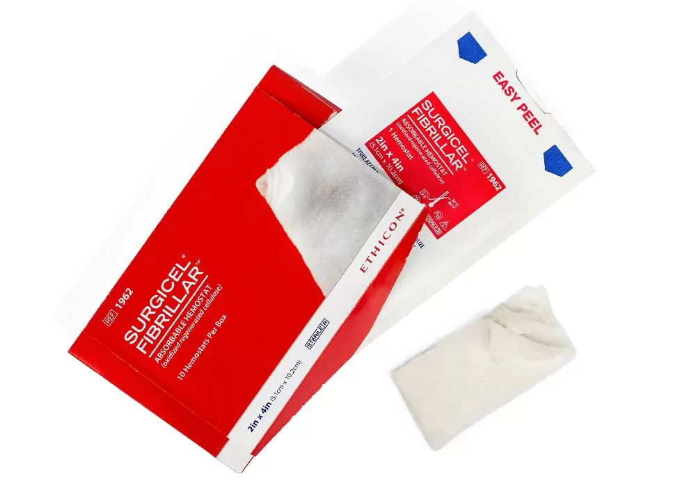 Ethicon Surgicel Fibrillar Absorbable Hemostat (Oxidzied Regenerated Cellulose), 2" X 4" (5.1 cm x 10.2 cm) (Single Packet)
