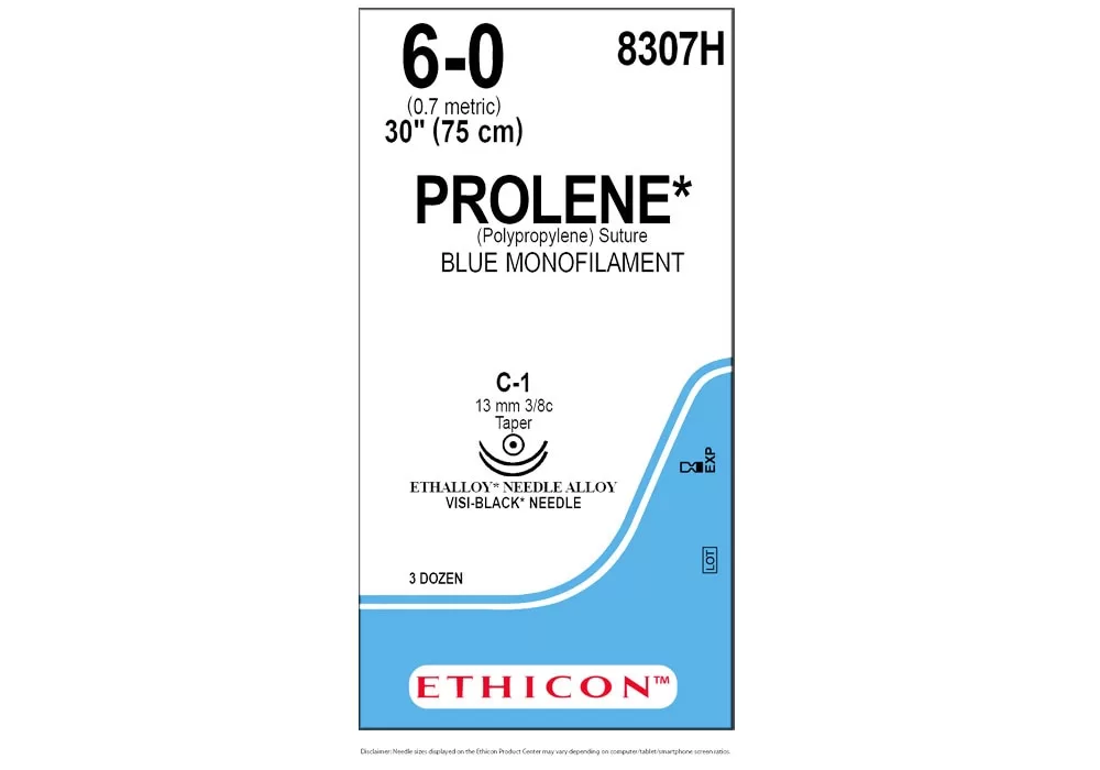 Ethicon 6-0 30" Prolene* (Polypropylene) Suture Blue Monofilament C-1 13 mm 3/8C Taper ( of 36) (Blue)