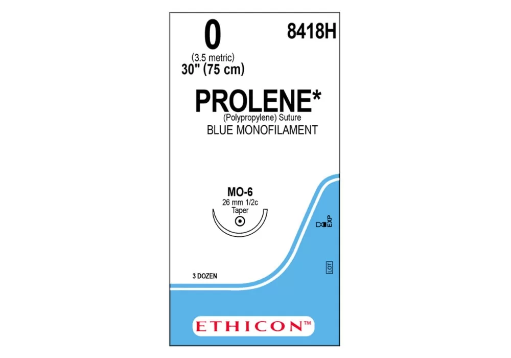 Ethicon 0 30" Prolene* (Polypropylene) Suture Blue Monofilament Mo-6 26 mm 1/2C Taper ( of 36) (Blue)