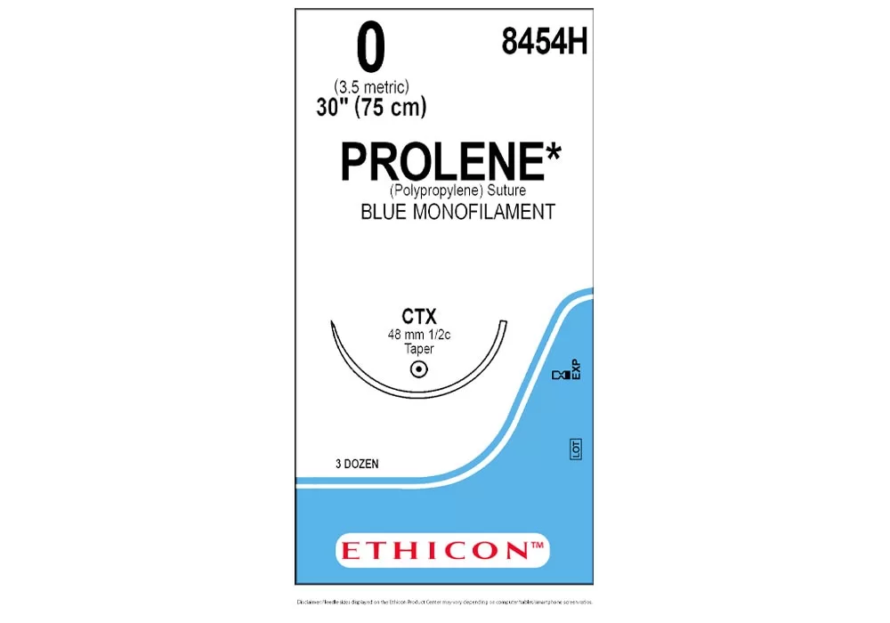 Ethicon 0 30" Prolene* (Polypropylene) Suture Blue Monofilament Ctx 48 mm 1/2C Taper ( of 36) (Blue)