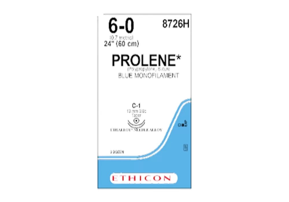 Ethicon 6-0 24" Prolene (Polypropylene) Blue Monofilament Non-Absorbable Suture C-1 13 mm 3/8C Taperpoint ( of 36) (Blue)