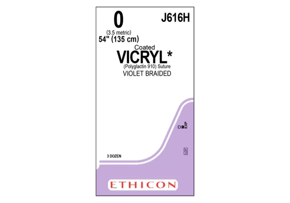 Ethicon 0 54" Coated Vicryl* (Polyglactin 910) Suture Violet Braided ( of 36) (Purple)