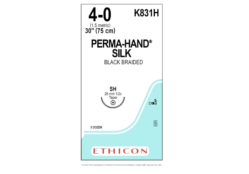 Ethicon 4-0 30" Perma-Hand Silk Black Braided Non-Absorbable Suture Sh 26 mm 1/2C Taperpoint ( of 36) (Blue)