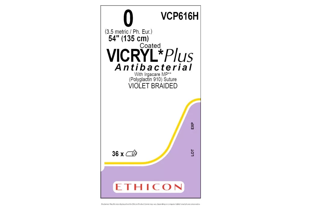 Ethicon 0 54" Coated Vicryl*Plus Antibacterial With Irgacare MP** (Polyglactin 910) Suture Violet Braided ( of 36) (Purple)