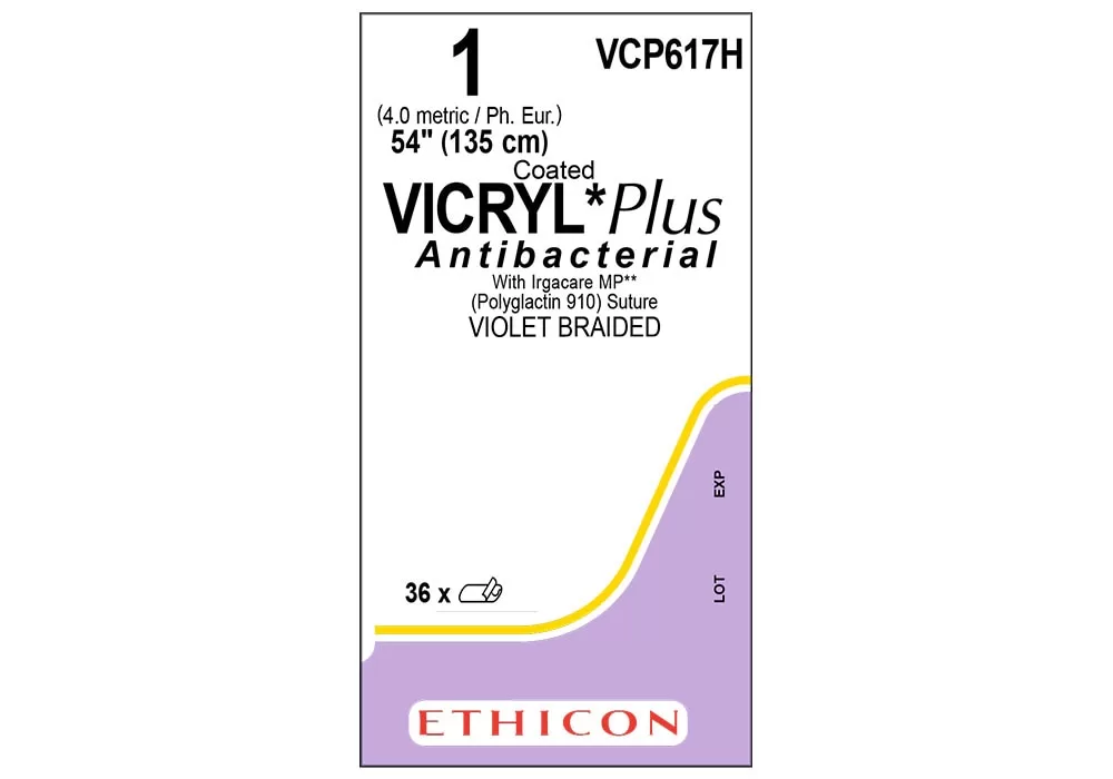 Ethicon 1 54" Coated Vicryl*Plus Antibacterial With Irgacare MP** (Polyglactin 910) Suture Violet Braided ( of 36) (Purple)