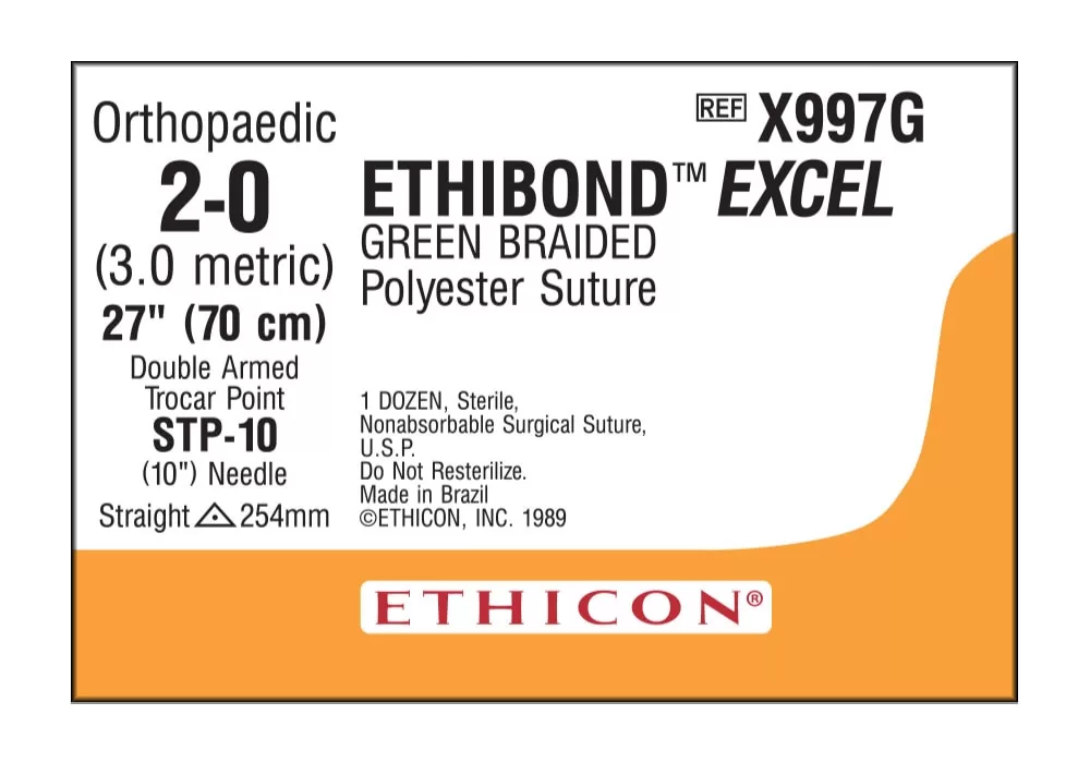Ethicon 2-0 27" Ethibond Excel* Green Braided Polyester Suture Stp-10 254 mm Needle Straight ( of 12) (Long) (Orange)