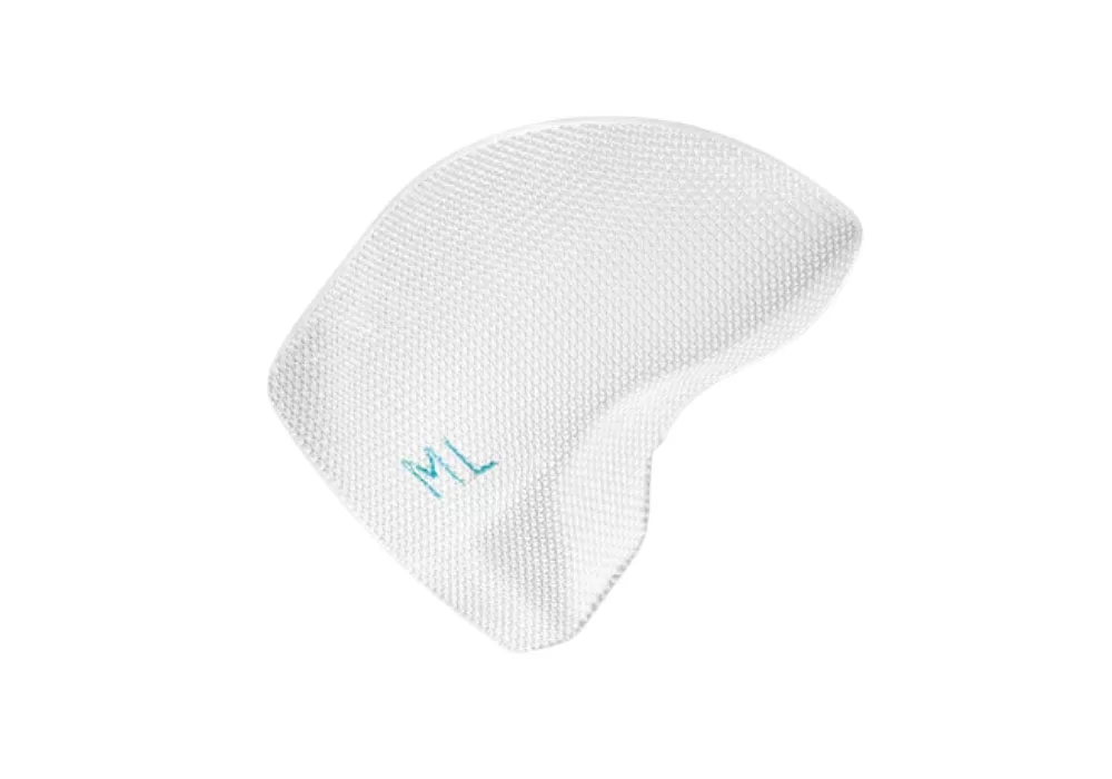 Medtronic Dextile Anatomical Mesh Pre-Shaped Monofilament Polypropylene Textile With Marking, X-Large, 16cm x 12cm (6.3" X 4.7"), Left Side