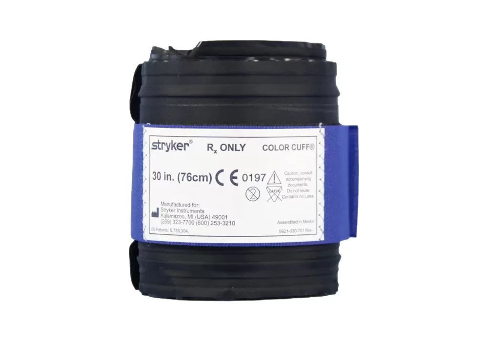 STRYKER 5921-030-235 Stryker Color Cuff Disposable Tourniquet, 30" X 4" (76.0cm x 10.0cm) Single Bladder, Dual Port And Quick Connect Connector (Blue)